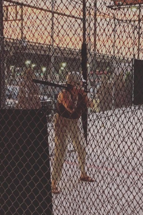 Person in a batting cage
